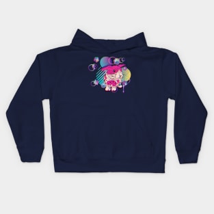 Techno bunny with patterns Kids Hoodie